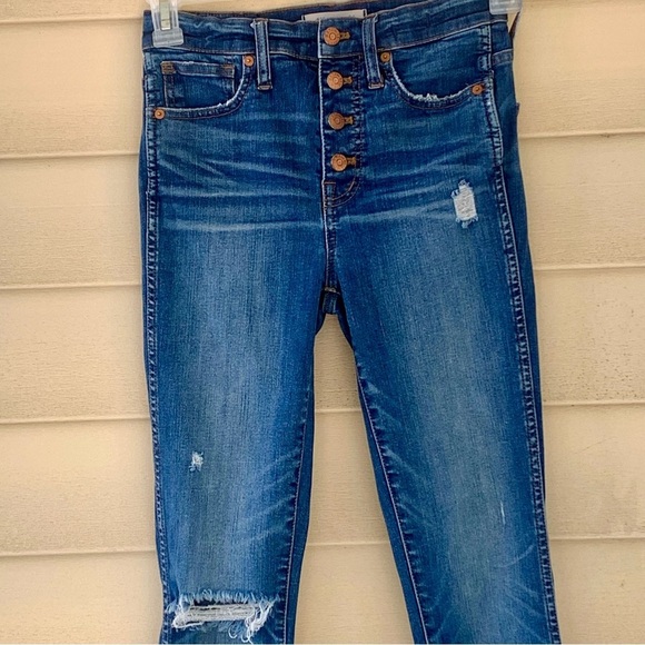 Madewell High-Rise Skinny Jeans: Drop-Hem Edition distressed Size 25 Dark wash - Picture 2 of 8